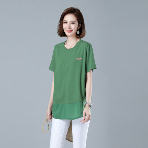 时尚宽松显瘦绿色短袖T恤女夏季新款百搭休闲上衣图片