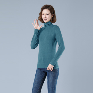 时尚高领长袖T恤女秋冬季新款修身显瘦打底衫百搭针织上衣图片