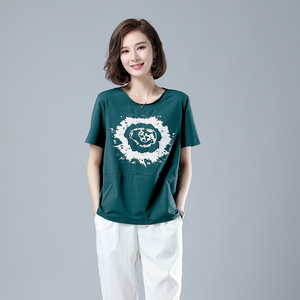 时尚宽松显瘦短袖T恤女夏季新款韩版百搭印花上衣潮图片
