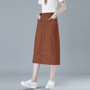 时尚百搭高腰显瘦半身裙女夏季新款休闲宽松大码A字裙中长款裙子图片