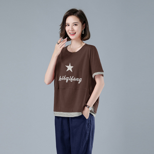 时尚宽松纯棉T恤女夏季新款百搭显瘦短袖上衣休闲舒适女装,奥黛丽赫本冬季穿衣搭配图片