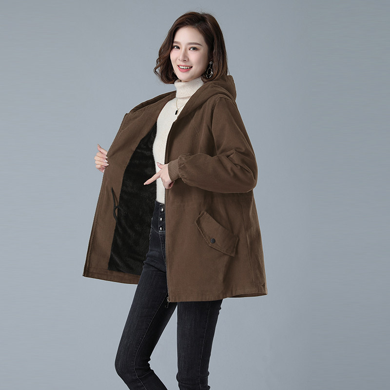 737派克服加厚口袋长袖常规拉链中长款,女装棉衣/棉服,秋牧寒烟