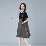 时尚宽松背带连衣裙女夏季新款显瘦百搭休闲两件套裙子套装，女装连衣裙，秋牧寒烟