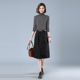 时尚高领毛衣搭配黑色半身裙优雅显瘦女装套装，女装套装/套裙，秋牧寒烟