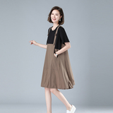 时尚宽松背带连衣裙女夏季新款显瘦百搭休闲两件套裙子套装，女装连衣裙，秋牧寒烟