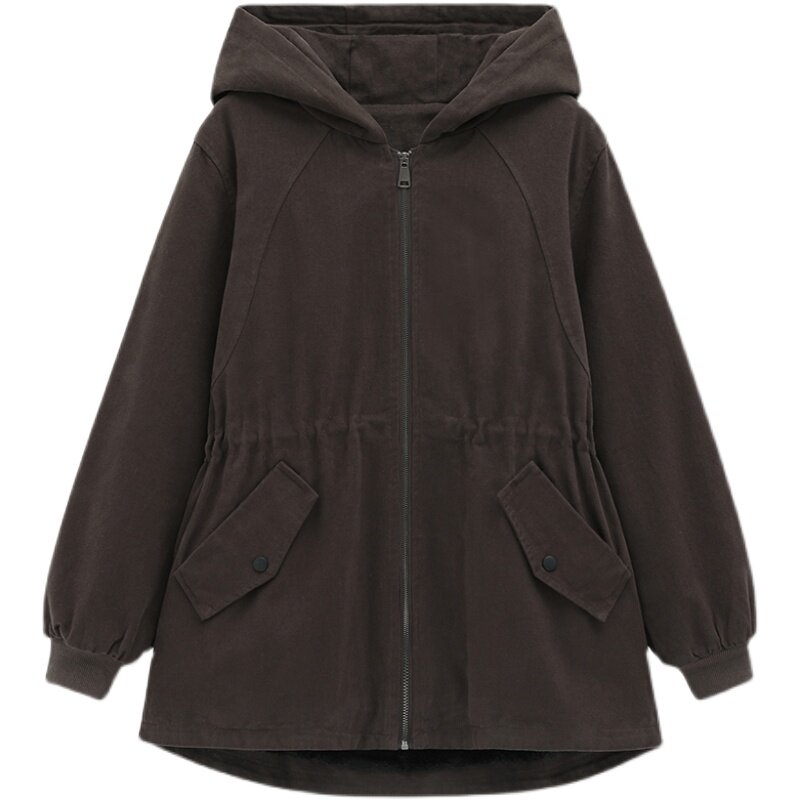 737派克服加厚口袋长袖常规拉链中长款,女装棉衣/棉服,秋牧寒烟