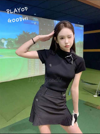 高尔夫服装女韩版高尔夫短袖女显瘦弹力golf短袖女套装女高尔夫裙