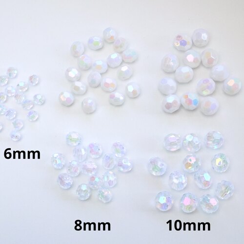 镀彩亮晶切面角珠透明瓷白亚克力