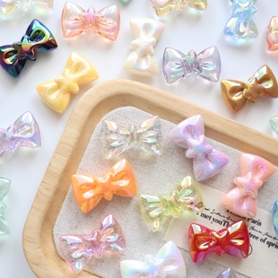 炫彩透明/实色uv五角星蝴蝶结领结 DIY串珠手机链条挂件材料配饰