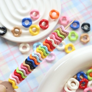 烤漆13色叠叠乐花边大孔波浪裙边 DIY串珠手机链条包挂件材料配饰