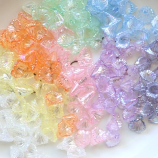 透明镀彩AB小螺丝花瓣不规则 通孔DIY古风发簪头饰链条材料串珠