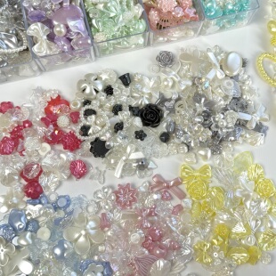 巴洛克仿珍珠混款玫瑰半面 diy滴胶手机壳发夹装饰手机链条材料配