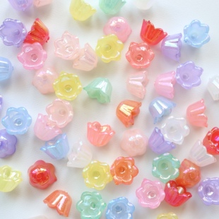 果冻镀彩ab小风铃花朵彩色DIY古风发簪发饰耳饰材料配件珠