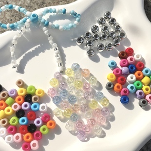 11色金粉/烤漆/实色四通孔珠 DIY串珠蝴蝶结手机链条挂件材料配饰