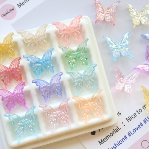 亚克力幻彩双色燕尾蝶通孔蝴蝶珠