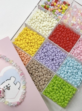 花生珠5x8mm果冻/实色/透明多色间隔珠DIY串珠手机链手串材料配饰