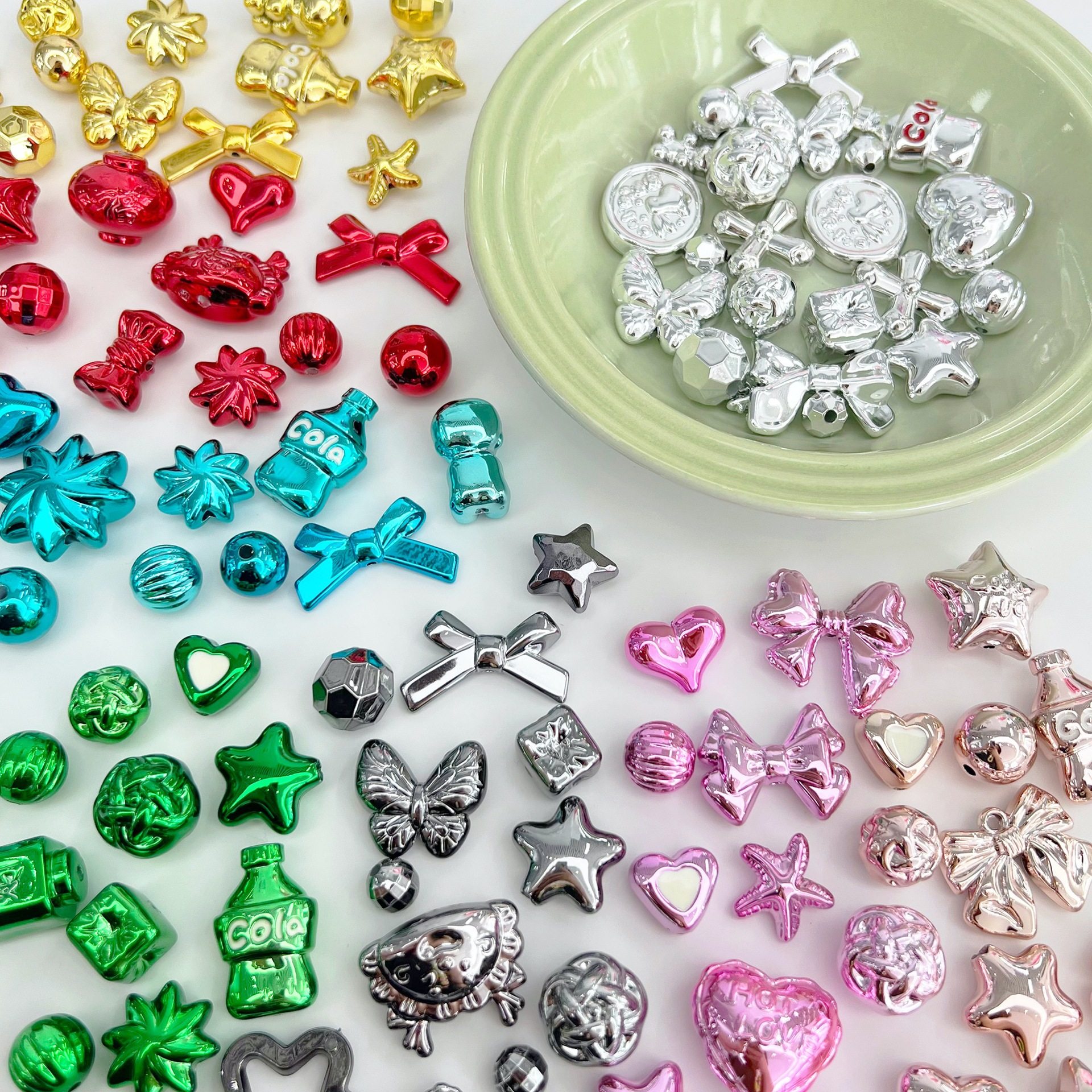 金属色系电镀uv多混款混色材料包 diy串珠手机链项链圣诞材料配饰