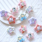 印花26mm大孔五角星卡通小动物 DIY串珠伞绳包挂手机链钥匙扣材料