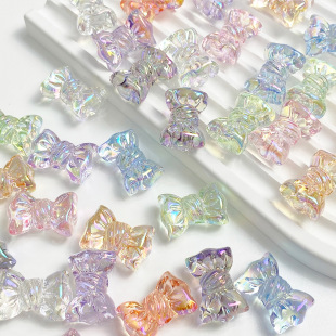 8色糖果亮晶晶uv炫彩蝴蝶结麻花结DIY自制皮筋串珠手机链材料配件