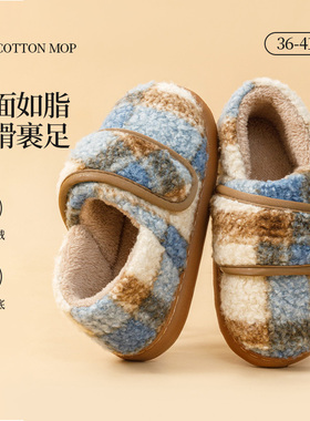 2025新款棉拖鞋女士冬外穿魔术贴包跟棉鞋室内家居加绒保暖拖鞋女