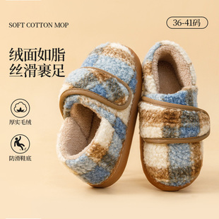 2025新款棉拖鞋女士冬外穿魔术贴包跟棉鞋室内家居加绒保暖拖鞋女