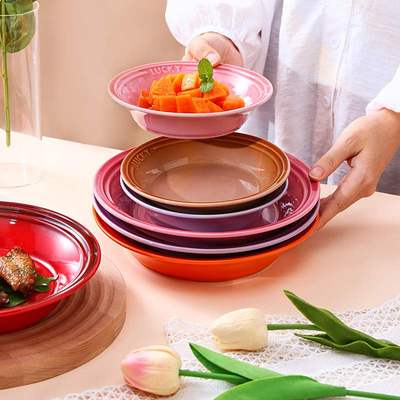 Nordic Lucky Rainbow Ceramic Plate, internet famous, large