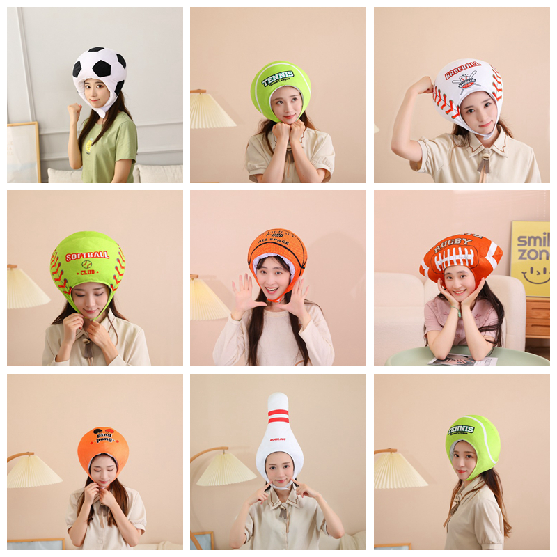运动*球类 帽子头套装扮头饰网球拍羽毛球垒球高尔夫乒乓球排球桌