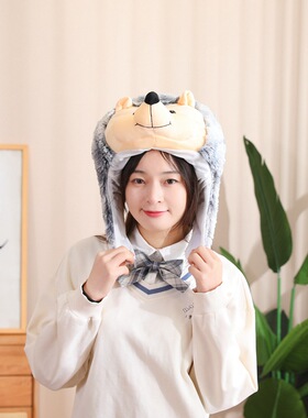 刺猬头套帽子毛绒头套拍照道具卡通头套表演道具