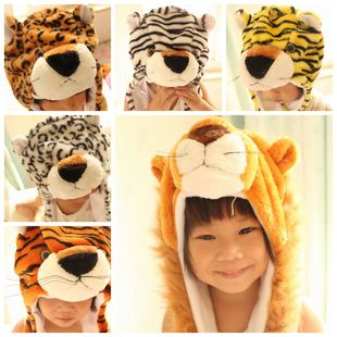 10件包邮儿童狼头老虎狮子豹子卡通动物帽子表演出头饰舞台游戏