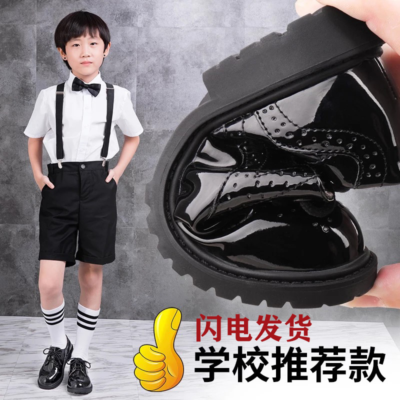 男童鞋子2025秋冬季新款黑色皮鞋幼儿园儿童软皮学生表演鞋大童鞋