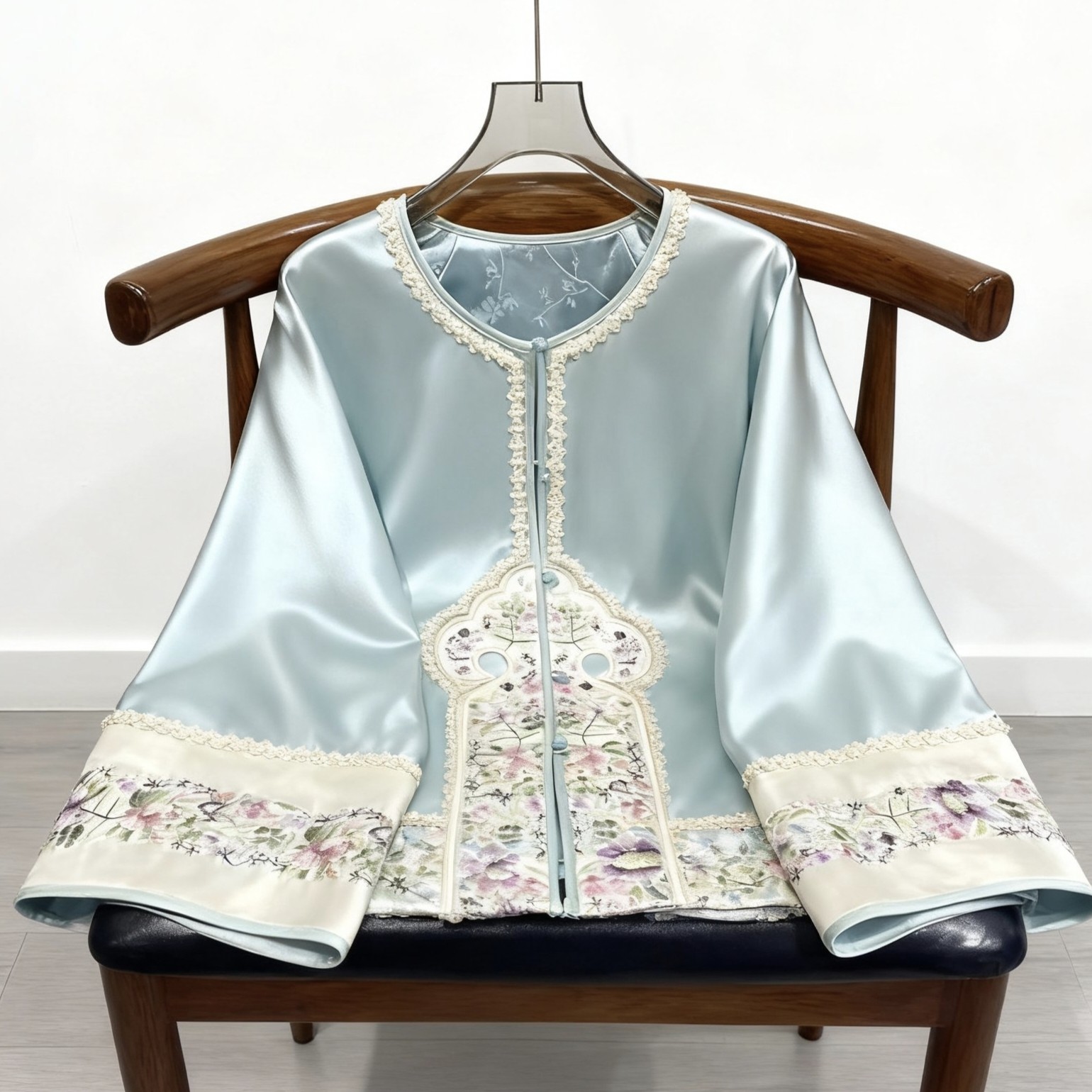 新中式老钱风唐装上衣复古民族风刺绣外套国风盘扣醋酸缎面外搭女