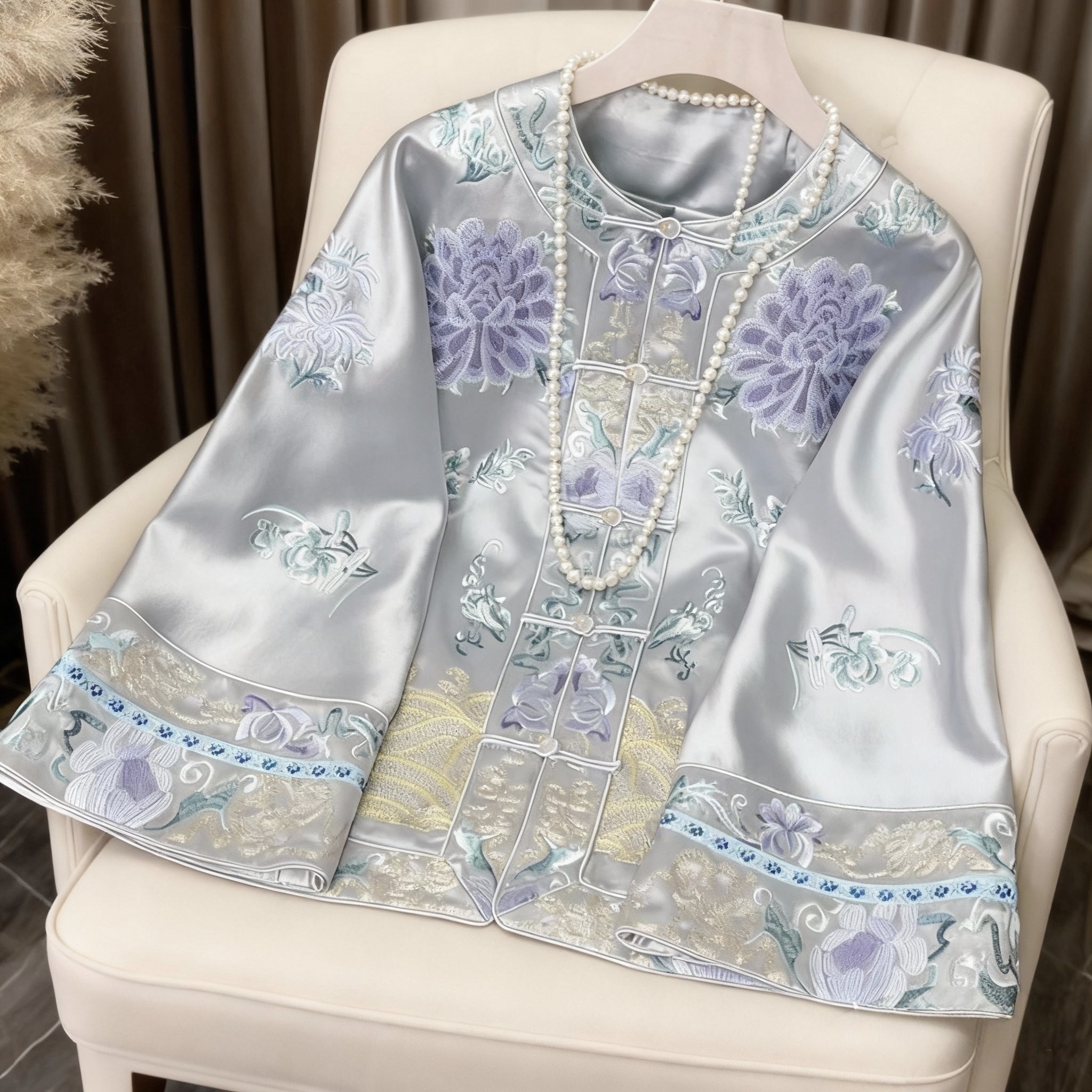 新中式复古醋酸刺绣改良唐装外套女2026年春装高级感盘扣国风上衣