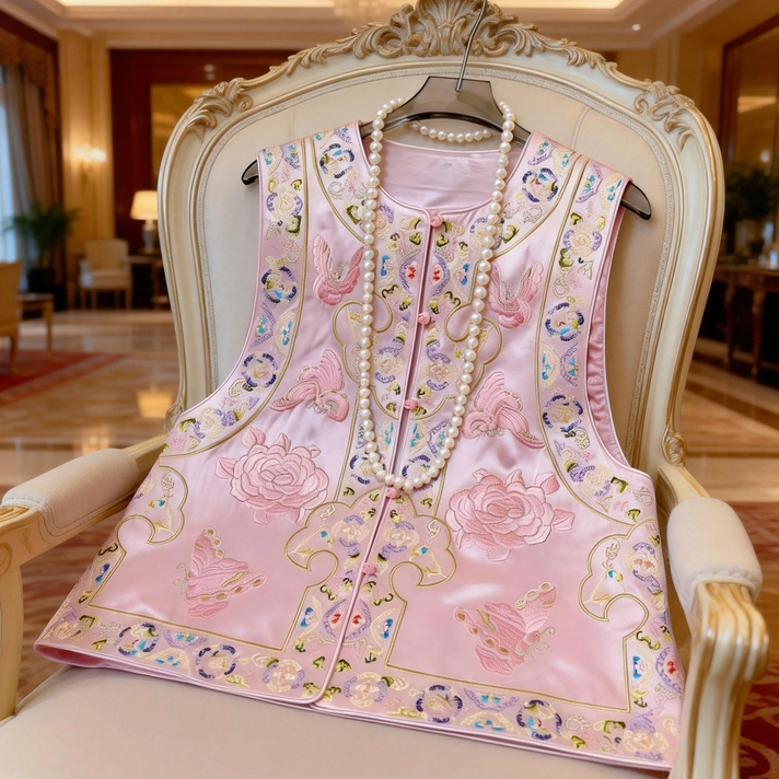 复古国风刺绣马甲2026春款新中式改良无袖马夹百搭叠穿坎肩外搭女