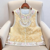 2026新中式 坎肩女 人丝提花拼接醋酸刺绣马甲外搭复古国风改良唐装