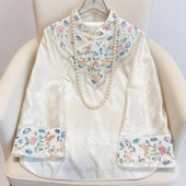 复古国风醋酸提花刺绣百搭唐装 打底衫 内搭上衣女 新中式 2026年春季