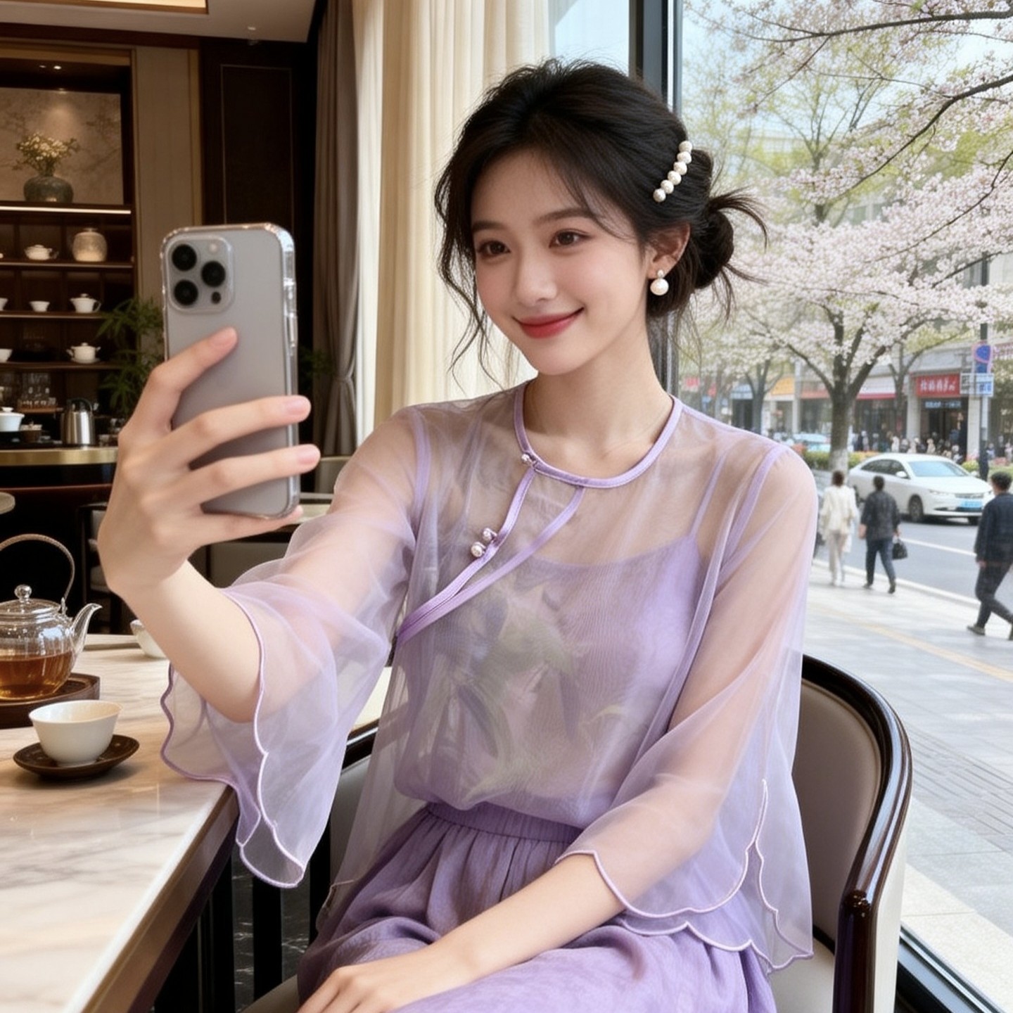 新中式真丝欧根纱百搭打底防晒小上衣复古国风改良唐装外搭透视装
