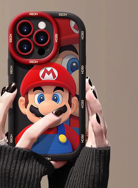 适用苹果17情侣手机壳马里奥iPhone14promax硅胶防摔15plus防摔13