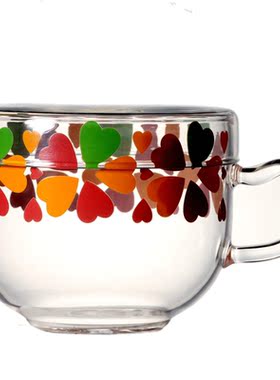 名到日本制单层耐热玻璃杯牛奶咖啡杯茶杯印花杯MC-HJ450 450ml