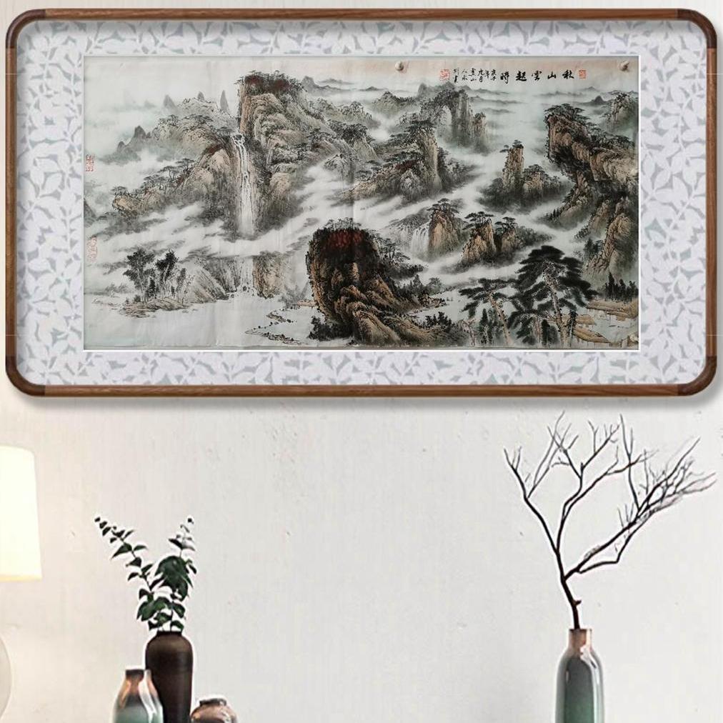 水墨山水画国画装饰画新中式一枫斋四尺横幅纯手绘作品:秋山云起