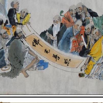 热卖纯手绘人物写意画十八罗汉图山水画好评如潮国画横幅画惊爆