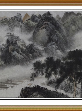 热卖客厅纯手绘精品国画四尺横幅山水画画深山幽居图好评如潮惊爆