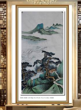热卖国一枫斋纯手绘精品仿古山水画三尺中堂张大千水墨画一幅惊爆