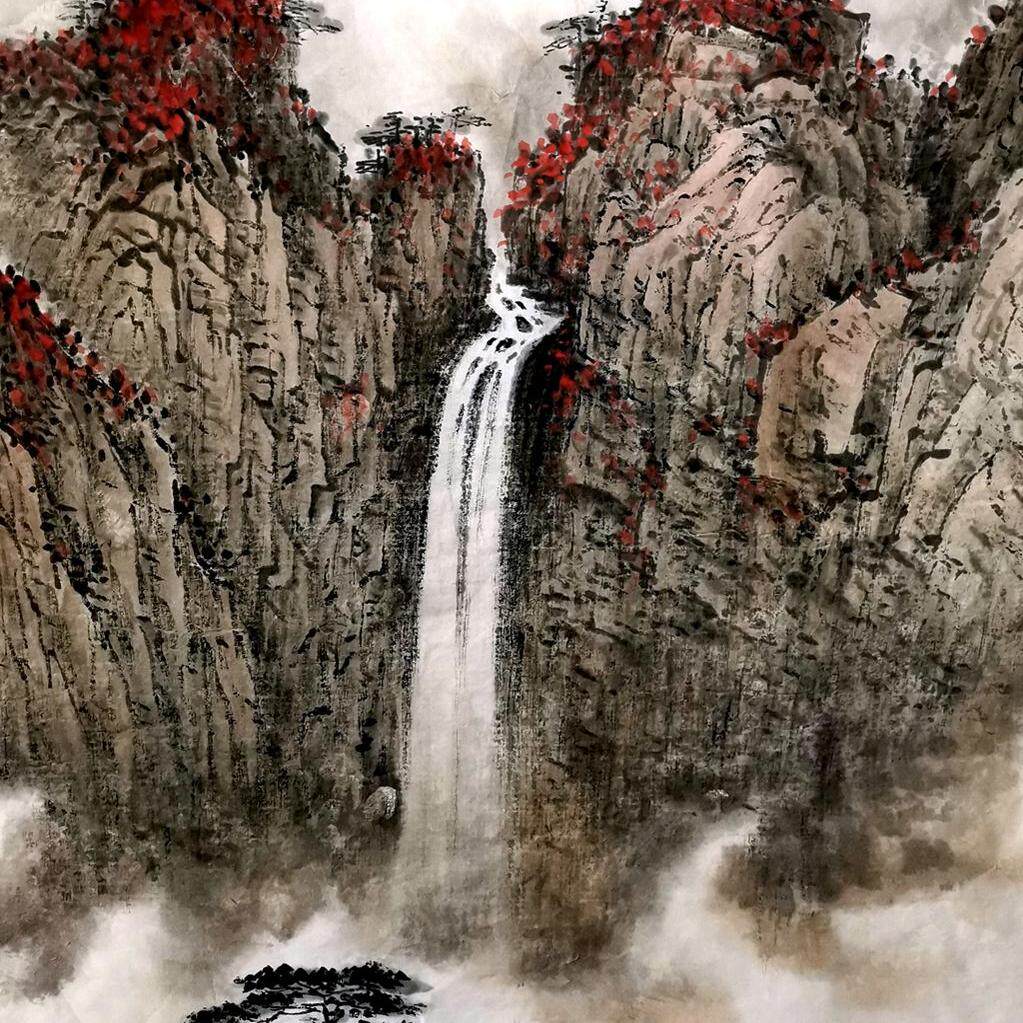 一枫斋六尺横幅纯手绘作品:稳如泰山山水画国画装饰画挂画新中式