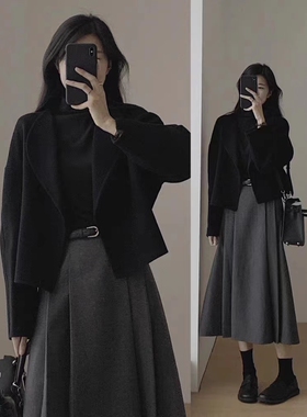 7462官图毛呢外套女春秋小香风薄款短款西装套装高级感新款秋季