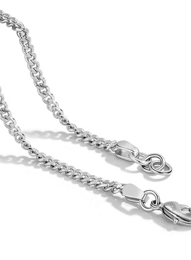 街头项链925纯银古巴链情侣