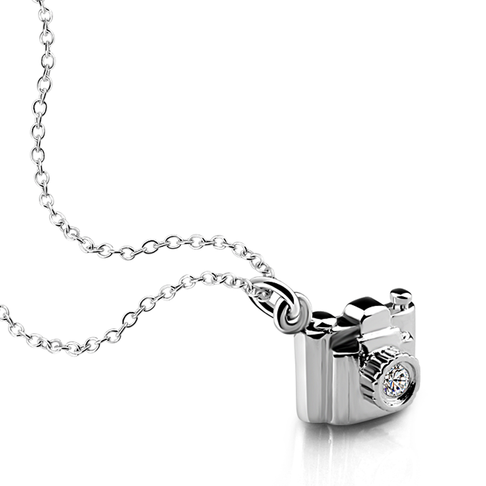 925银复古单反相机项链男女创意个性街头嘻哈吊坠学生饰品礼物潮