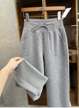 推荐推荐！wu敌好穿！宽腰薄绒莫代尔休闲直筒裤女   DC027~ME