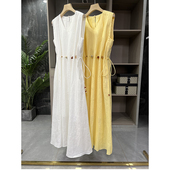 清仓不予退换 背心连衣裙T25339 简约高ji 亚麻V领无袖