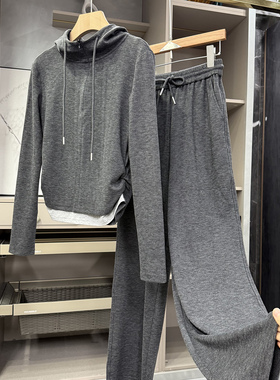 厂里推荐！年年qiang疯！休闲连帽上衣+裤子套装女 XT843430~ZY