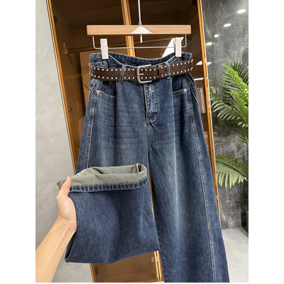 实力大厂！中高腰牛仔镰刀阔腿裤